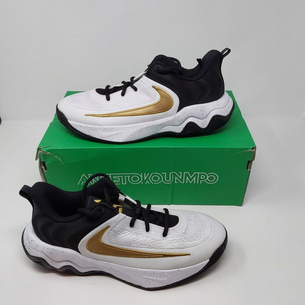 Nike Giannis Immortality 4 Gs Black White Metallic Gold Size 7Y